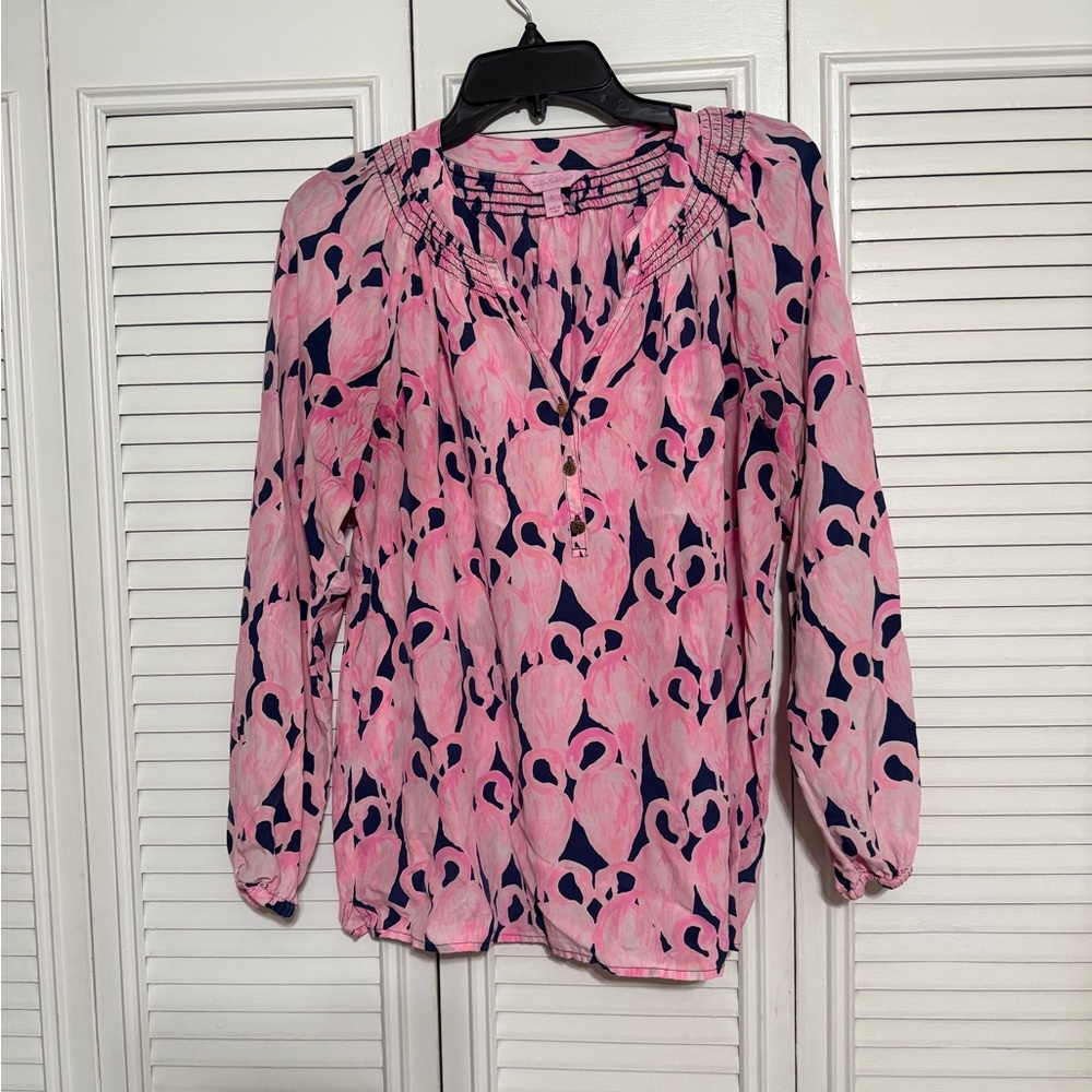Lilly Pulitzer Pink and Navy Blouse